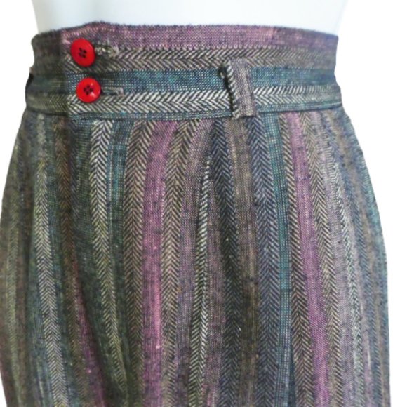 30x27 Vintage Happy Legs Rainbow Herringbone Trouser Pants High Waist Pockets L - Picture 5 of 9